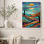 «Autumn Trees» et «Orange Moon» sur toile de sarcelle Hills, art mural-1884271786