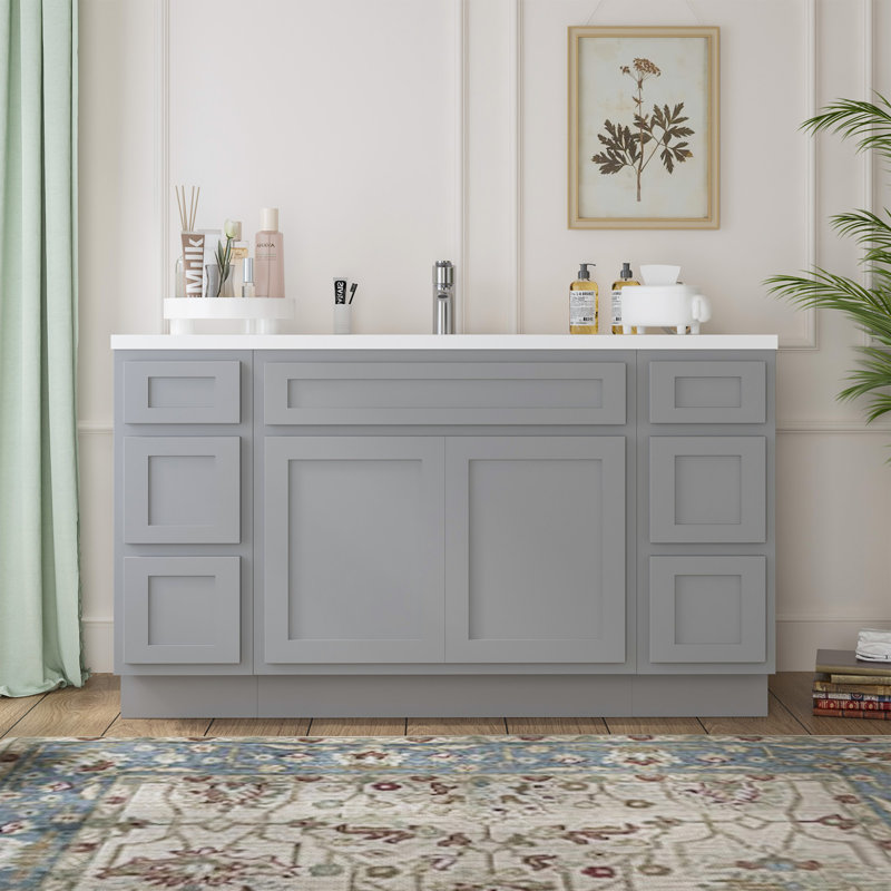 57'' Single Bathroom Vanity Base Only, Gray