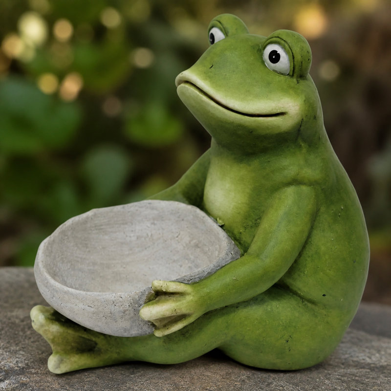 Frog Garden Statue with Bowl