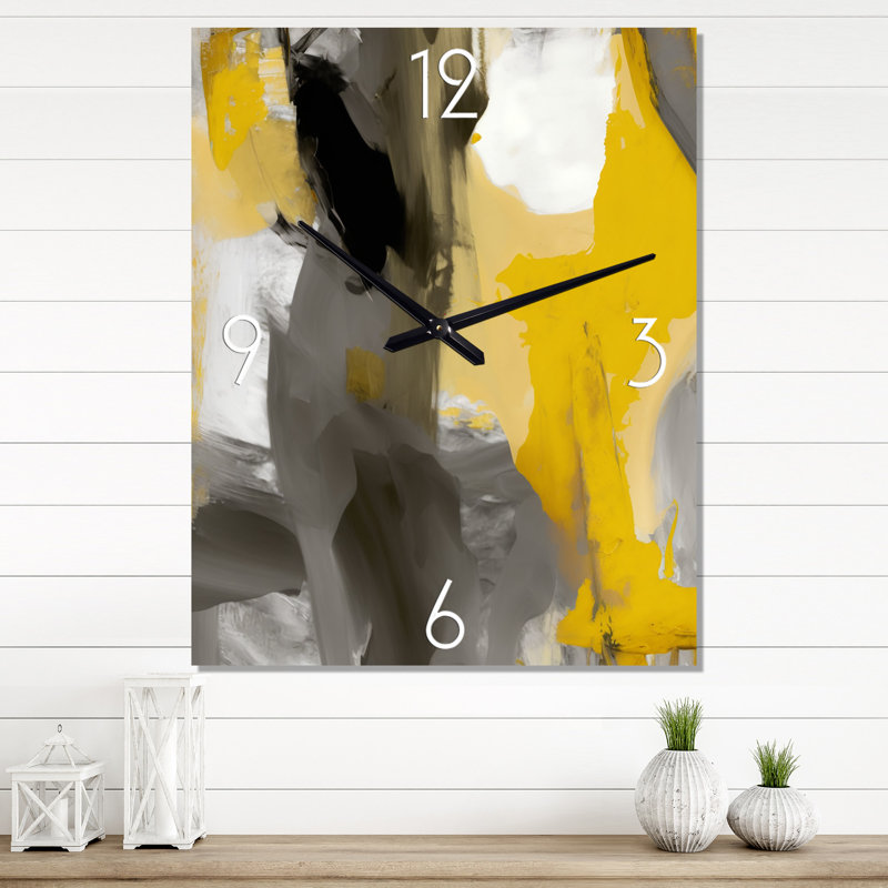 Mustard And Vivid II - Horloge murale moderne abstraite, Très petit