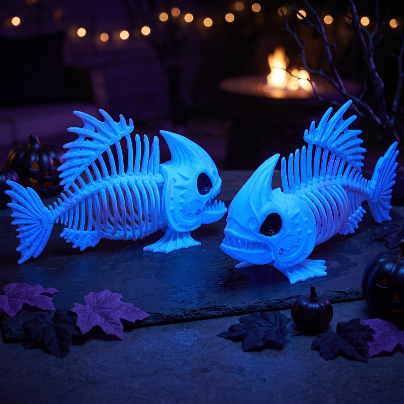 Squelette de poisson Glow-in-the-Dark, 2 pièces