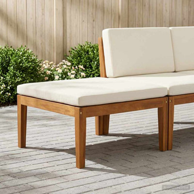  Repose-pieds de jardin avec coussin en bois d'acacia massif naturel