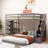 Twin Over Full Bunk Bed In Gray - Maximize Storage With 3-Layer Shelves, Drawers & Stairs Drawer Practical Versatile