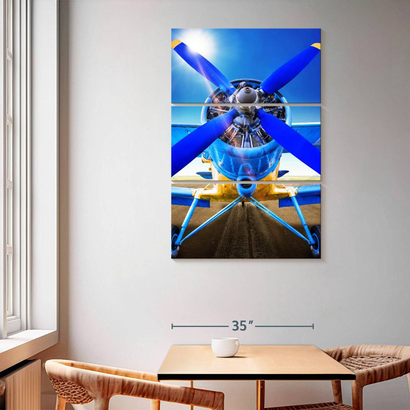Mehar Blue Propeller Plane, 65" H x 42" W