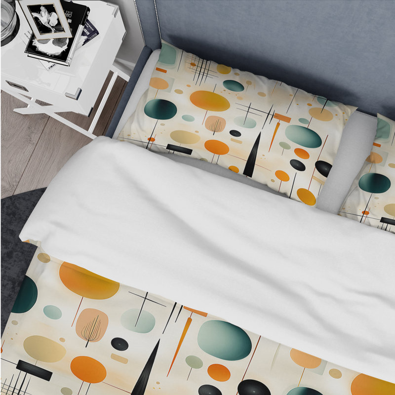 Mid-Century Modern Duvet Cover Set - Microfiber Polyester, King Duvet Cover + 2 King Shams, Mariahlynn