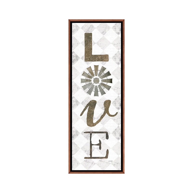 Love with Windmill II 1 Piece Panoramic Wall Art on Canvas, 121.92 cm H x 40.64 cm W, Brown Floater Frame