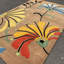 Tapis brun / jaune / rouge à motif floral touffeté à la main 5 pi x 8 pi