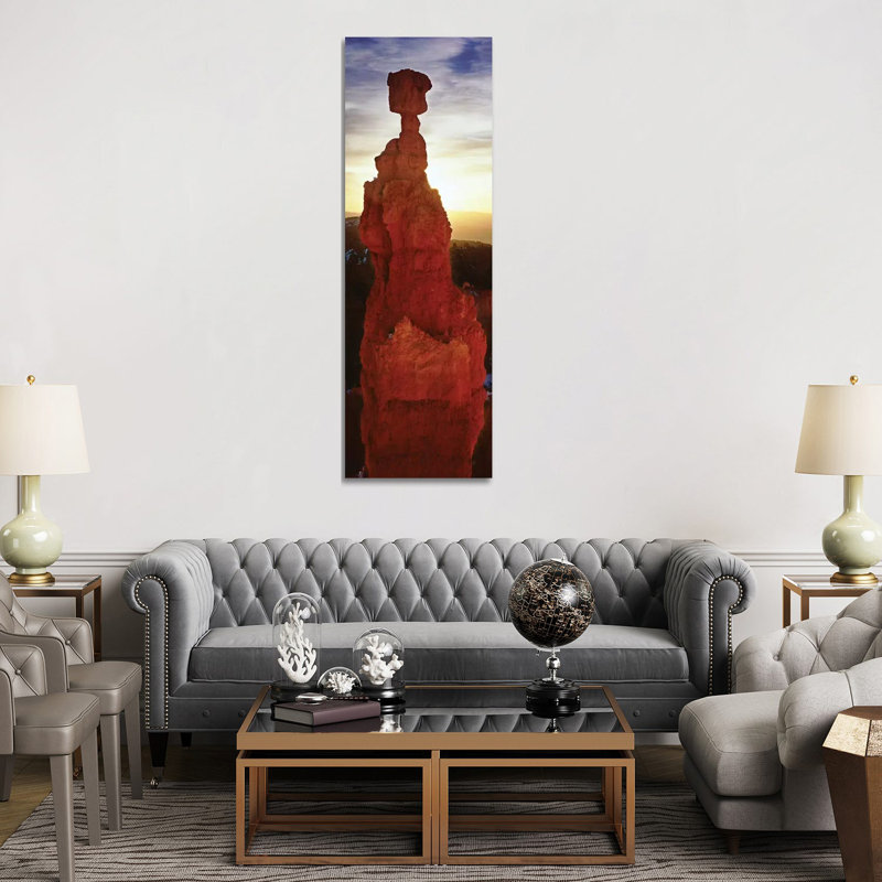 Sunrise Behind A Cliff, Thor's Hammer, Bryce Canyon National Park, Utah, USA - Wrapped Canvas Panoramic Print