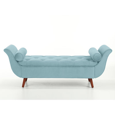Banc rétro de 65 pouces de long avec revêtement en velours, rangement Mid-Century moderne pour vestibule, salon et banc de chambre à coucher, tabouret de chambre à coucher, espace, hall d'entrée
