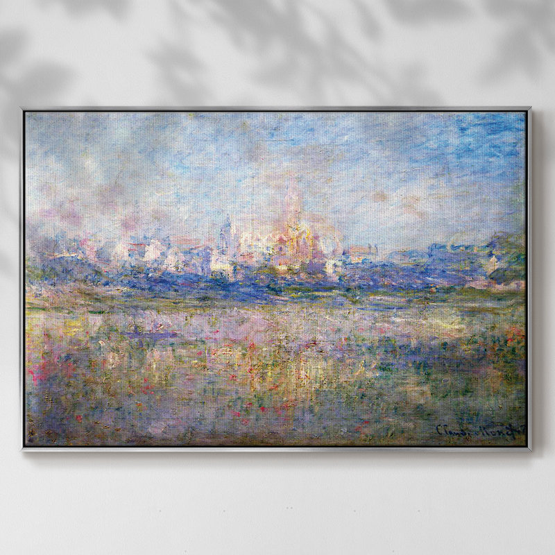 "Vétheuil dans le brouillard" par Monet, reproduction d'art sur toile, H 25 po x l 17 po x P 2 po, Argent
