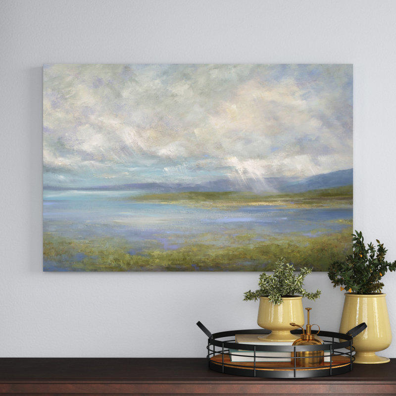 South Bay Lights by Sheila Finch - Painting Print, 81cm H x 122cm W, Black Floater Framed