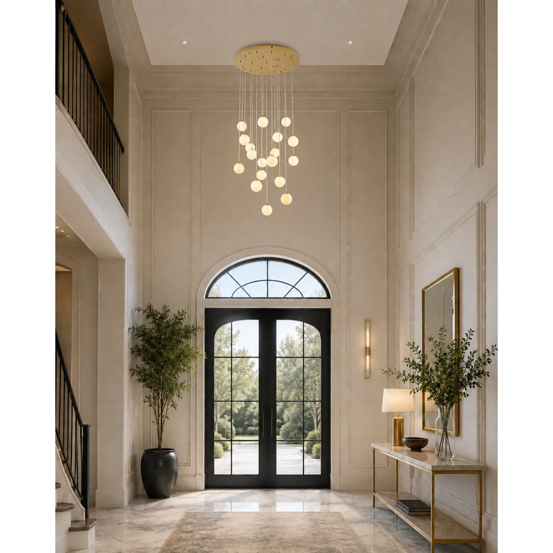 Transitional 18-Light Multi-Globe Chandelier , Brass