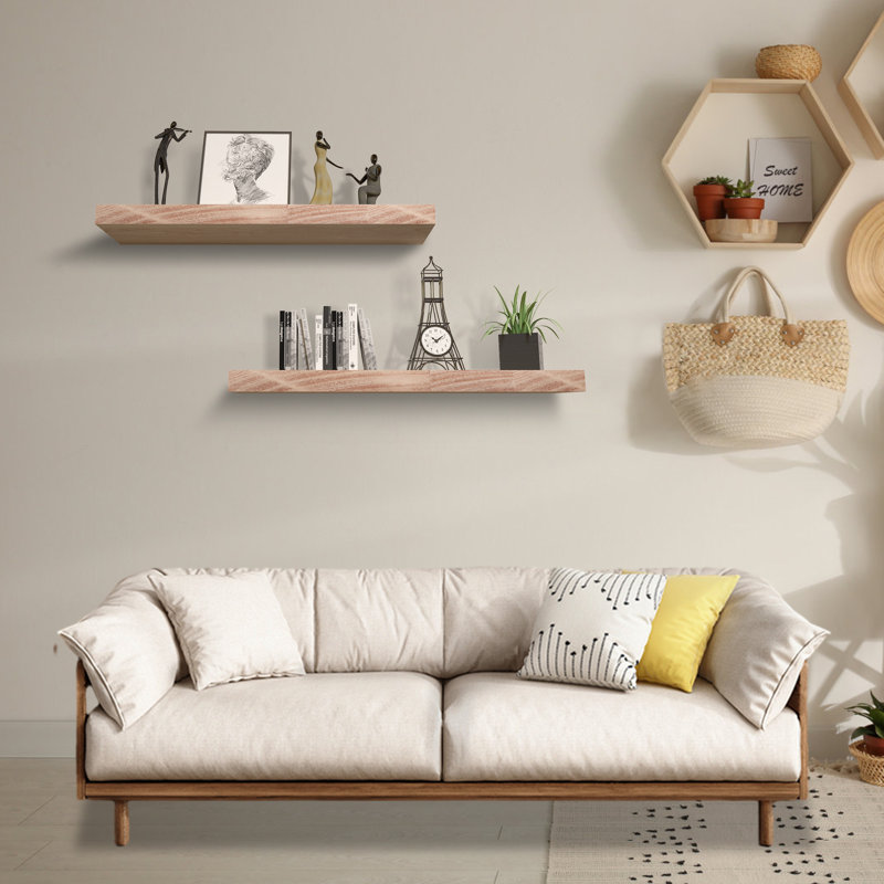 Dodgen 2 Piece Solid Wood Floating Shelf, Natural, 36.06" H x 6.3" W x 1.57" D