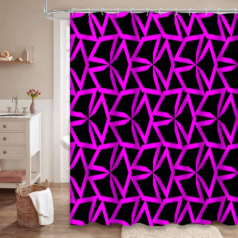 Rideau de douche moderne à motif géométrique avec 12 crochets, L 72 po x l 78 po