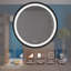 Miroir de meuble-lavabo de salle de bain 24 po avec fond de panier, cadre en alliage d'aluminium noir, luminosité élevée, touche à intensité variable, commande murale-378268522-378268523