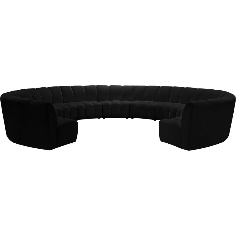 Canapé modulaire en velours Infinity, Velours noir, 11 pièces