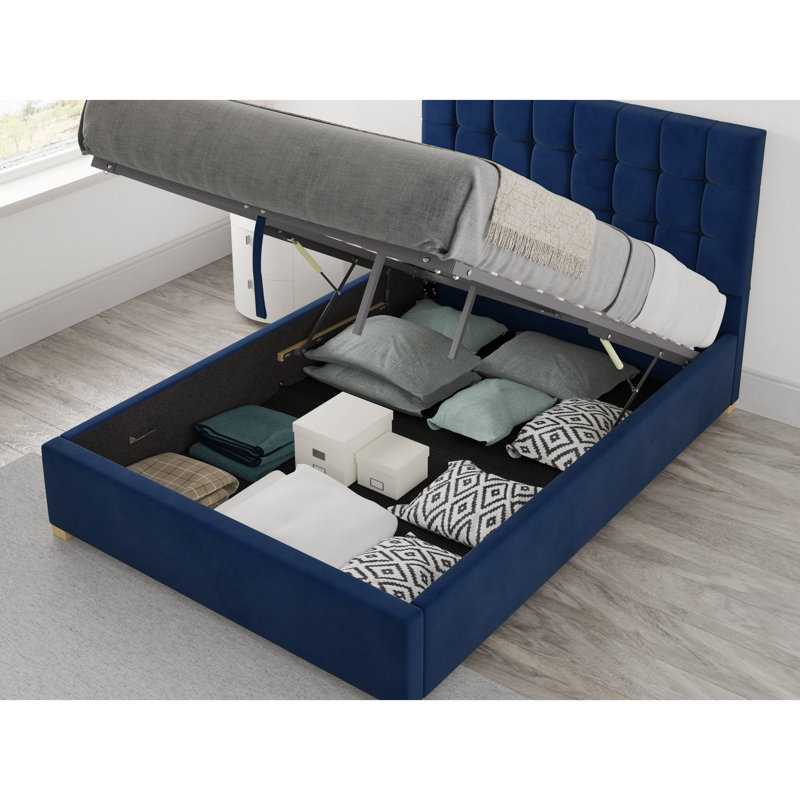 Chevalier Upholstered Ottoman Storage Bed, Double (4'6), Navy
