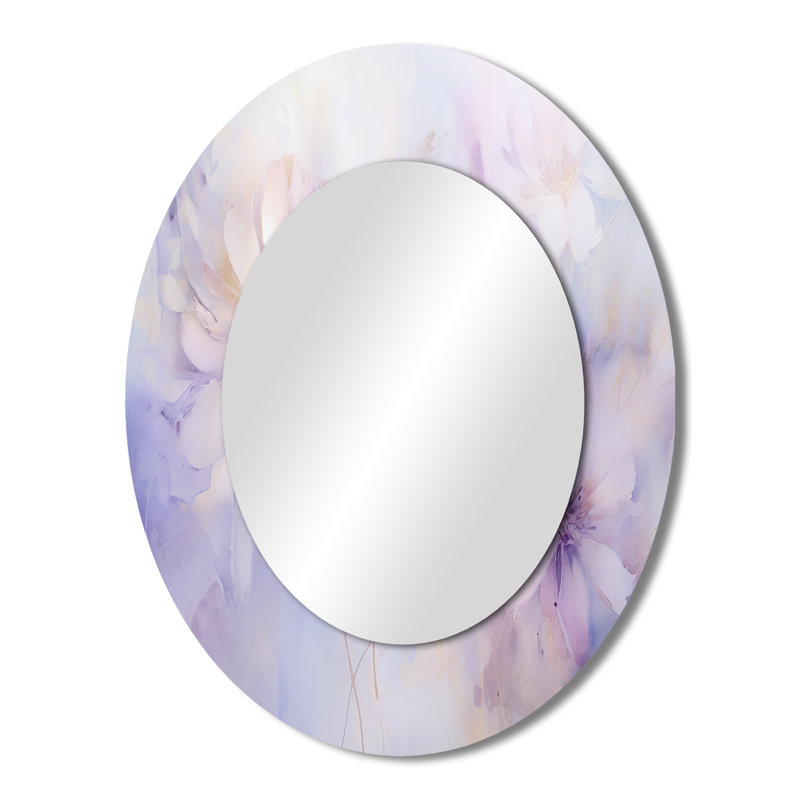 Mauve botanique Whispers II - Miroir mural moderne ovale, 43 po x 33 po