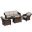 Ensemble de patio 5 pièces en résine tressée PE Alderwood avec causeuse, chaises, poufs et coussins bleus-1339540820