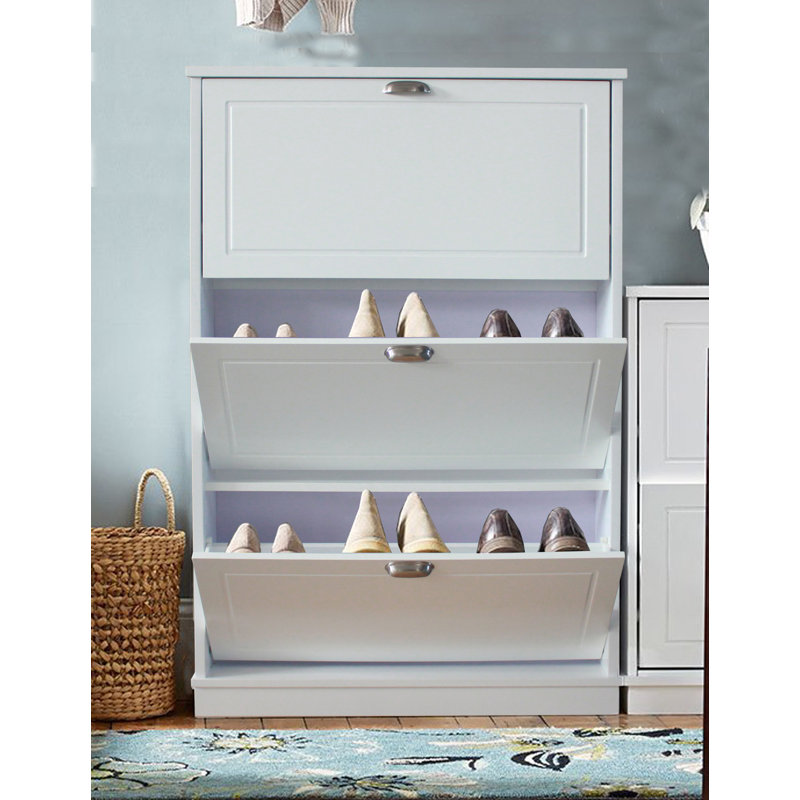 15 Pair Shoe Storage Cabinet, White