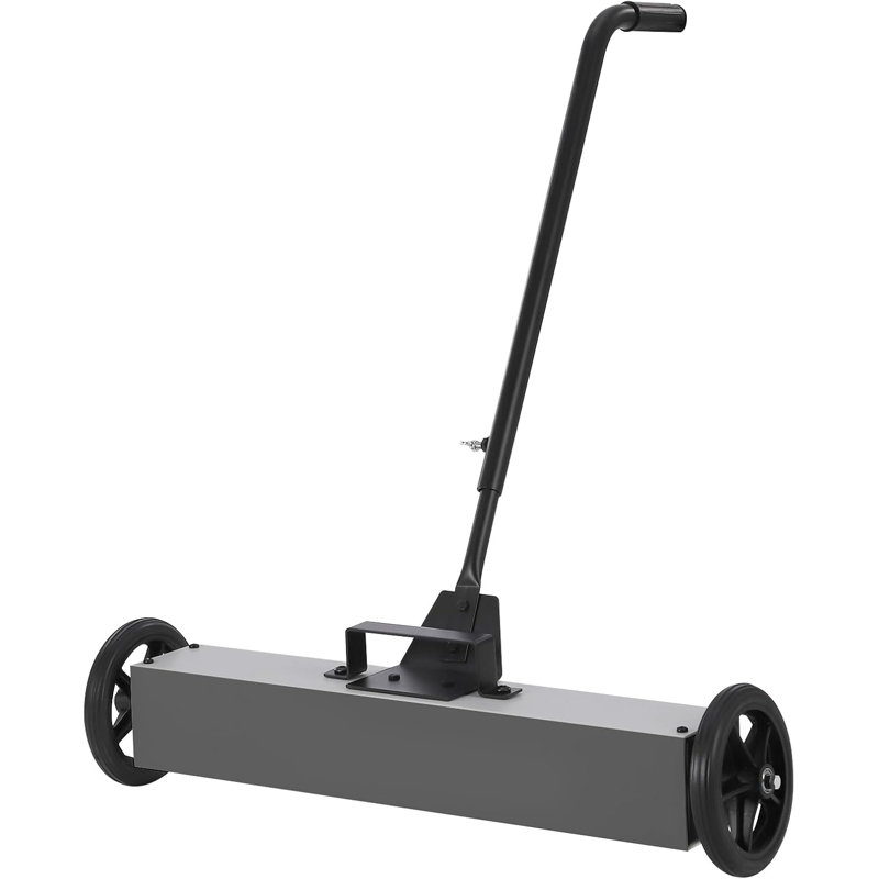 24'' Rolling Magnetic Sweeper with Wheels, Push-Type Magnetic Pick Up Sweeper