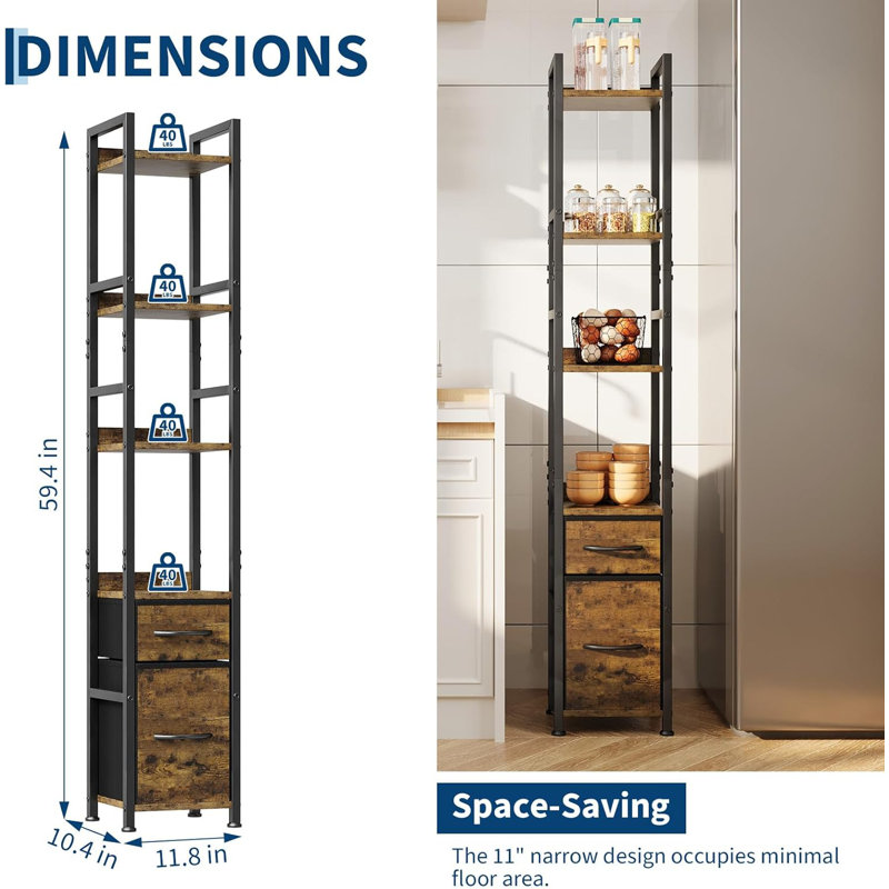 150.9cm H x 30cm W Metal Corner Bookcase