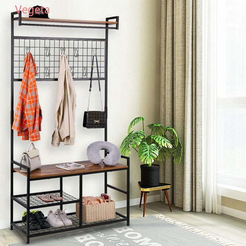 40.94'' Coat Rack, 4-in-1 Hall Tree with Shoe Bench for Entryway
