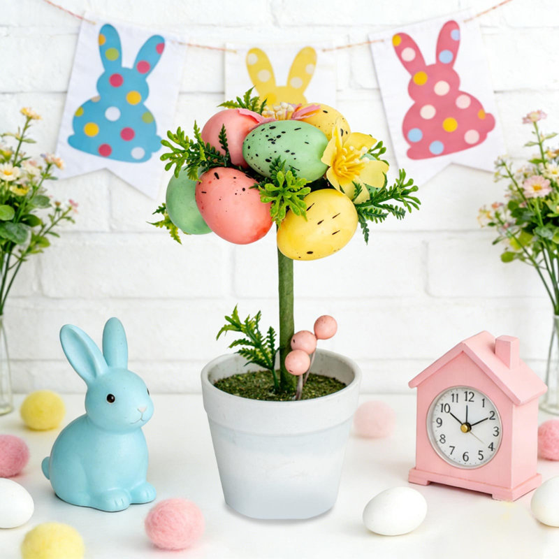 Easter Egg Potted Table Decorations Holiday Simulation Easter Egg Spotted Egg Flowerpot Garden Ornaments, D