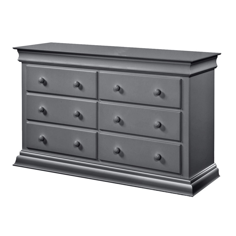 Commode 6 en bois massif gris pour une utilisation dans la chambre à coucher - choix de rangement efficace pour 6 tiroirs
