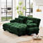 Canapé-lit Cloud pour le salon, canapé 2 places en chenille avec 2 coussins lombaires et 2 coussins décoratifs, canapé rembourré à accoudoirs larges avec 2 repose-pieds, vert chenille