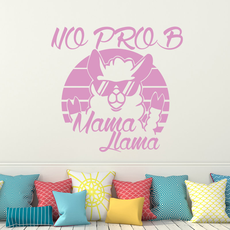 Décalcomanie murale "no prob maman llama", Lilas