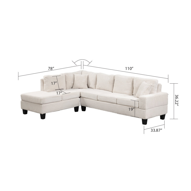 Canapé modulaire 3 pièces Daiquon, Velours crème
