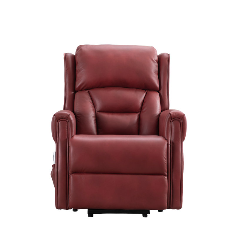 Lelani Ansley Genuine Leather Lift Assist Recliner, Burgundy
