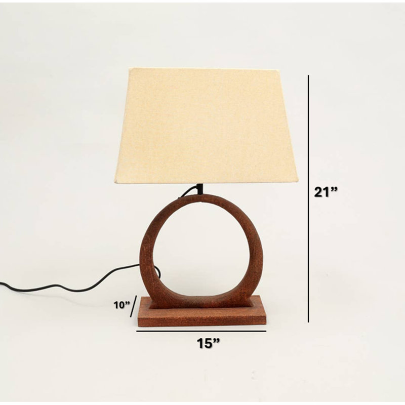 Lampe de table | Lampe de table artisanale faite à la main avec base en bois - 15 x 10 x 21 po