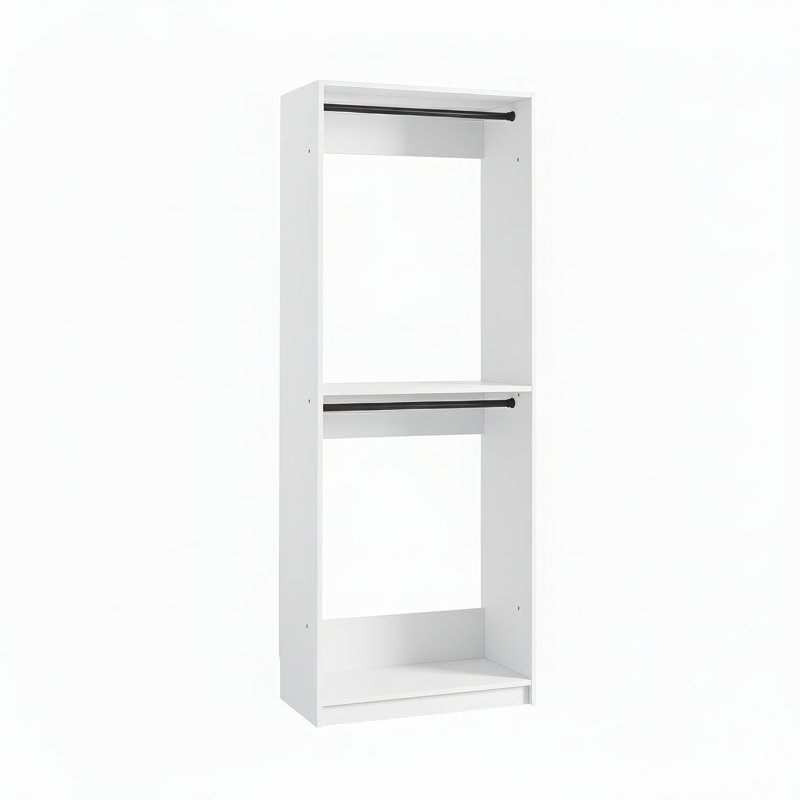 Kalinikos 32" Wood Walk-in Closet with Two Rods, White