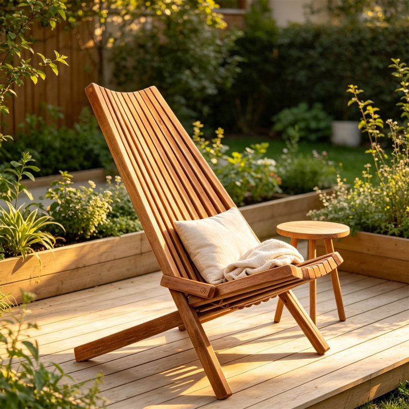 Chaise d'extérieur pliante en bois d'acacia