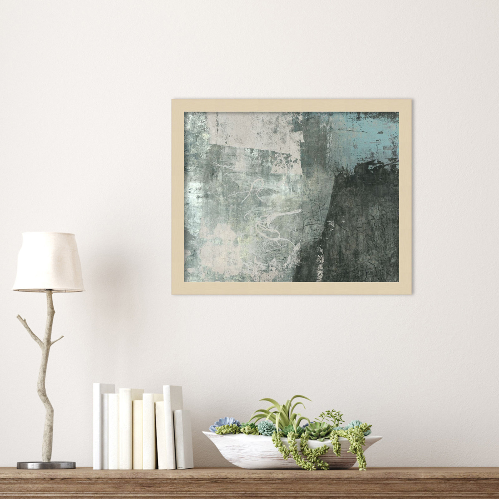 Fresno "Black and Grey and Blue I" Print, 14" H x 17" W, Brown