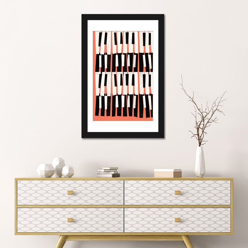 «Piano Sounds», impression sur toile, H 24 po x l 16 po x P 1 po, Papier d'art encadré noir, Blanc