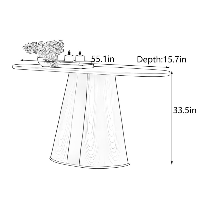 Table d'entrée de style Wabi-Sabi, H 33,5 po x l 55,1 po x P 15,7 po