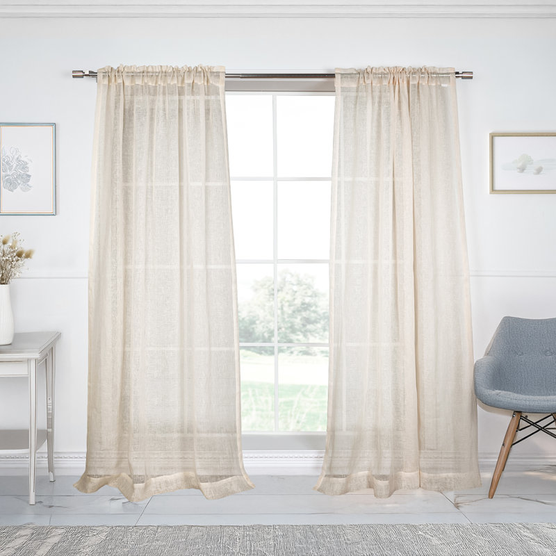 Larkin Linen Sheer Single Curtain Panel Panel, 52" W x 96" L, Oat Meal