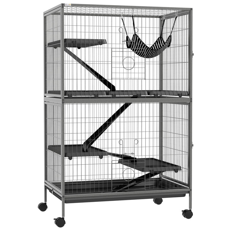 Small Animal Cages for Chinchilla Ferret Kitten on Wheels with Hammock Tray