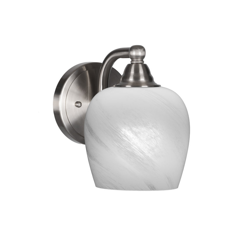 Brushed Nickel Steel Wall Sconce with White Glass Shade