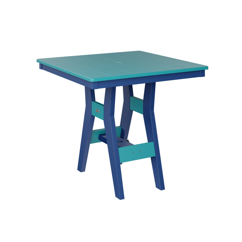 Harbor Outdoor Square Dining Table, 30.37" H x 33" W x 33" D, Pacific Blue, Aruba Blue