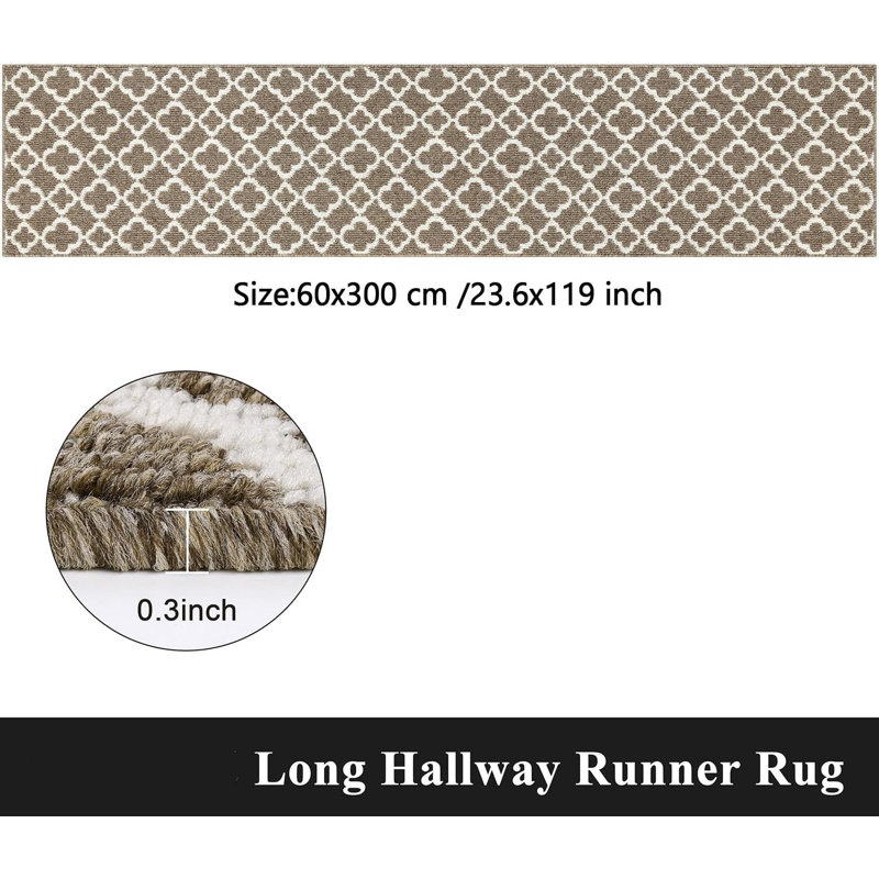 Tapis de cuisine large et long avec tapis de cuisine lavable, Tapis de couloir 2 pi x 10 pi, Brun