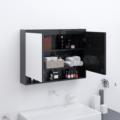 17 Stories Bathroom Mirror Cabinet 80X15x60 Cm MDF