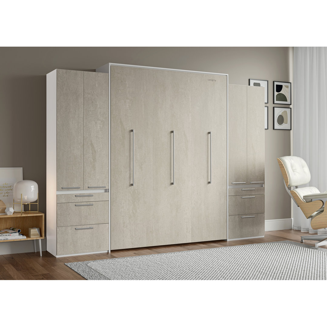 Lover Murphy Bed with Double Storage Units Hokku Designs 