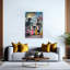 Astronaut Family Walk Colorful Contemporary Modern Urban Wall Art Print 1 Piece Wrapped Canvas Wall Art-1881585248