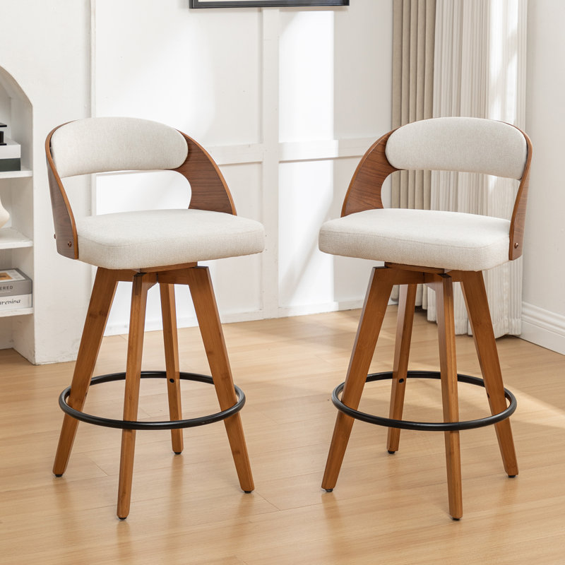 Tabourets pivotants rembourrés Cielito, Beige, Tabouret de bar (siège d'une hauteur de 30 po)