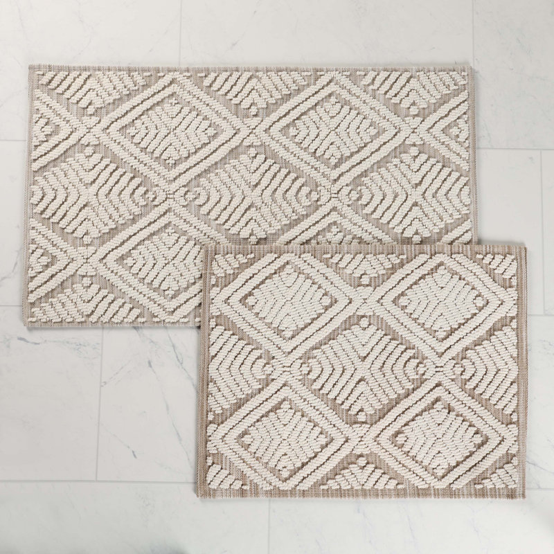 Ensemble de tapis de salle de bain 2 pièces Ceton, Beige, LARGE- 2 pièces