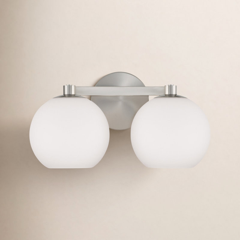 Éclairage pour meuble-lavabo à 2 lumières à intensité variable Ansley, Nickel brossé